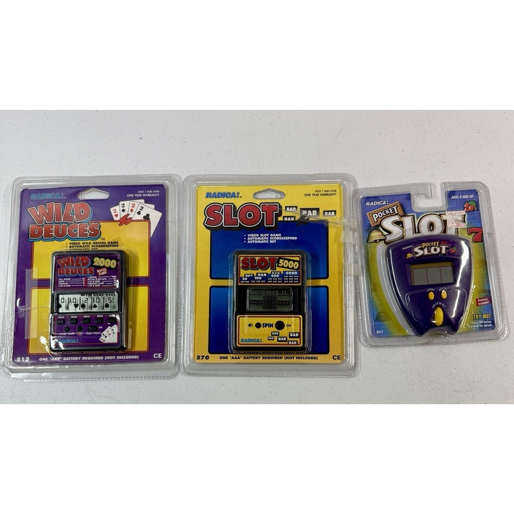 Radica LCD Handheld Lot Of 3 Wold Deuces Poker Slots 5000 Pocket Slot MINT!